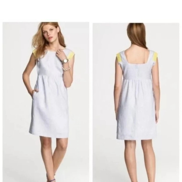 J.CREW Women's Sleeveless Top in Light Gray with Yellow Accents - Picture 1 of 10